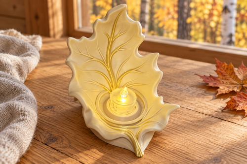 Autumn Glow Leaf LED Tea Light Holder — view 1
