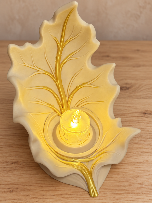Autumn Glow Leaf LED Tea Light Holder — view 2