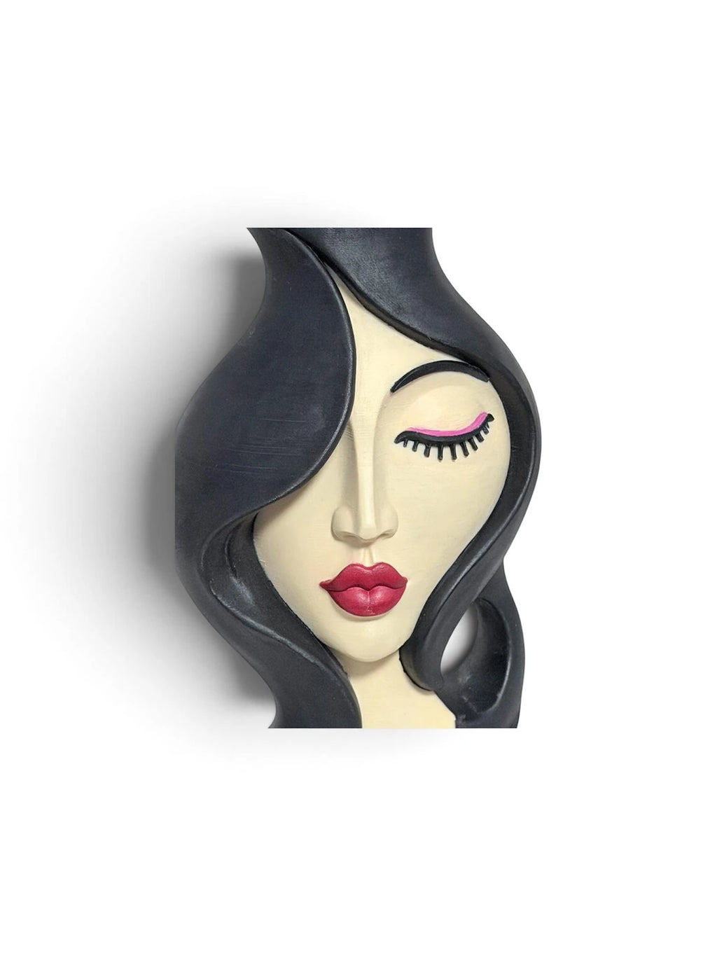 Hand-Finished Sculptural Woman Face Vase — view 5