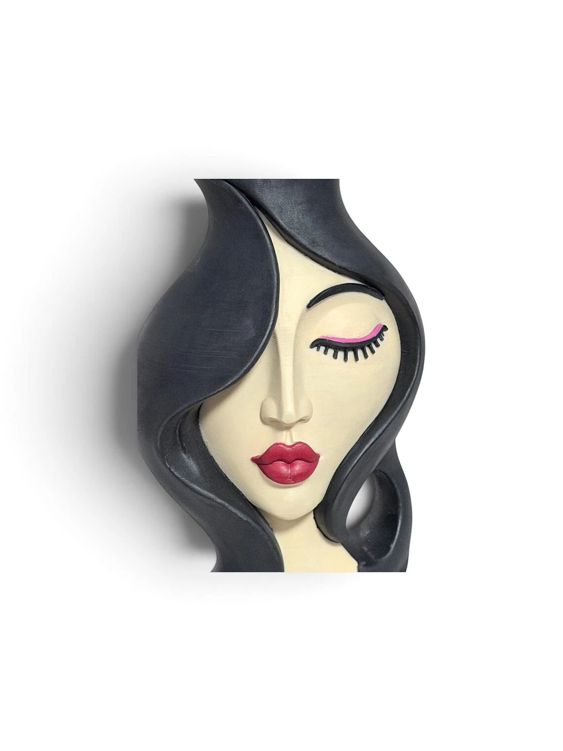 Hand-Finished Sculptural Woman Face Vase — view 5